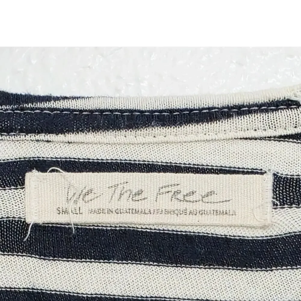 Free People We the Free Angel Striped T-Shirt Navy White Size Small - Picture 5 of 9
